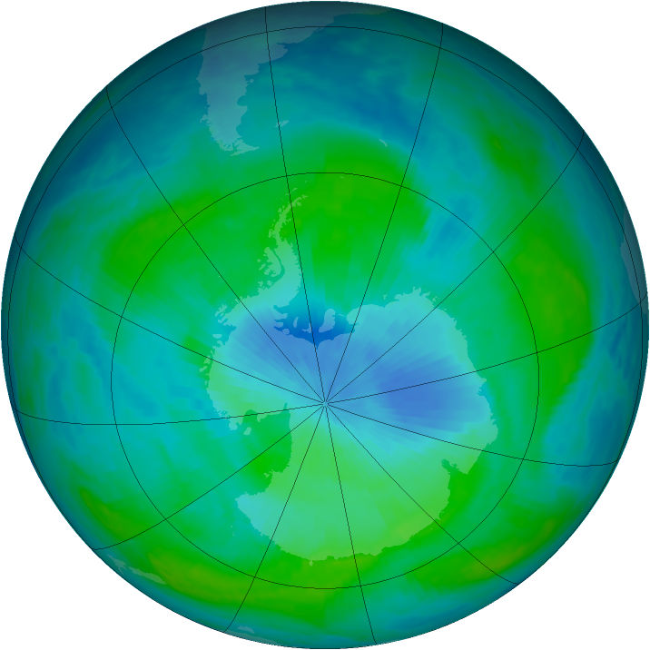 Antarctic ozone map for 23 February 1988